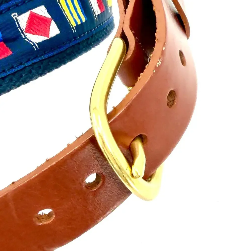 Leather Man Ltd Navy Preppy Nautical Flag Belt
